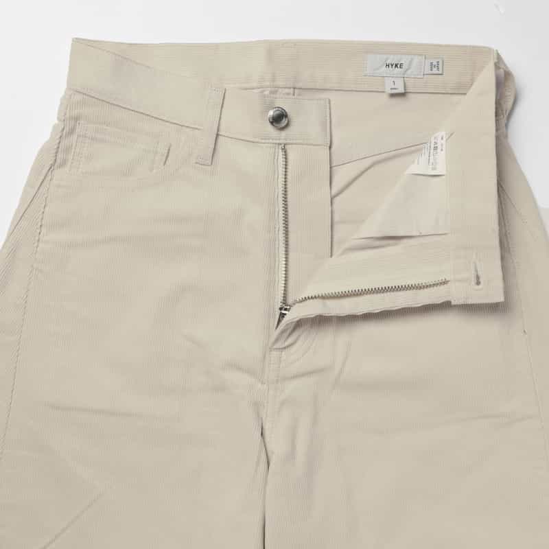 HYKE HYKE ＜ハイク＞ コーデュロイ バレルレッグパンツ IVORY
