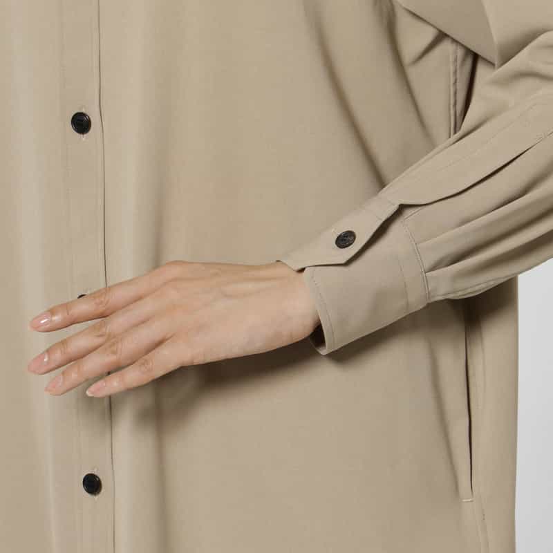 HYKE HYKE＜ハイク＞ スリット入りロングスリーブシャツドレス BEIGE