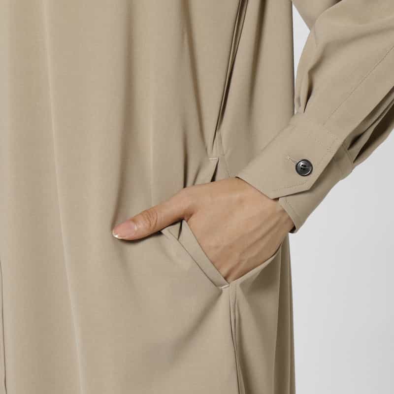 HYKE HYKE＜ハイク＞ スリット入りロングスリーブシャツドレス BEIGE