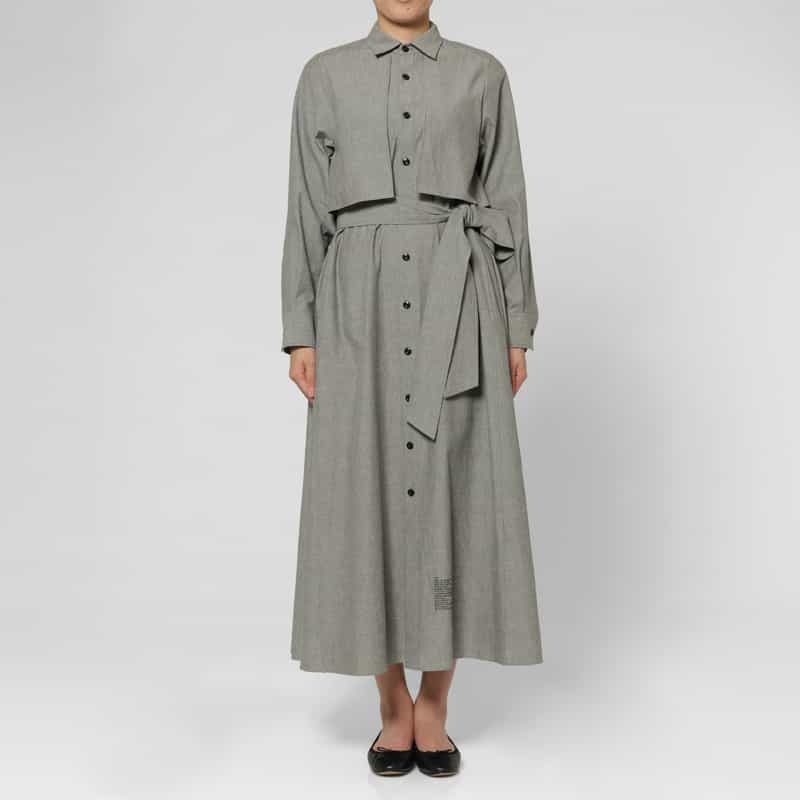 HYKE HYKE＜ハイク＞ シャンブレー ベルテッドシャツドレス GRAY
