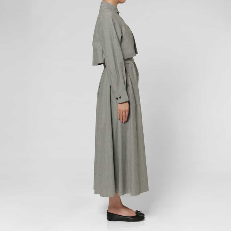 HYKE HYKE＜ハイク＞ シャンブレー ベルテッドシャツドレス GRAY