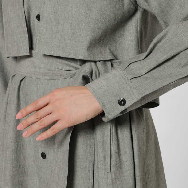 HYKE HYKE＜ハイク＞ シャンブレー ベルテッドシャツドレス GRAY