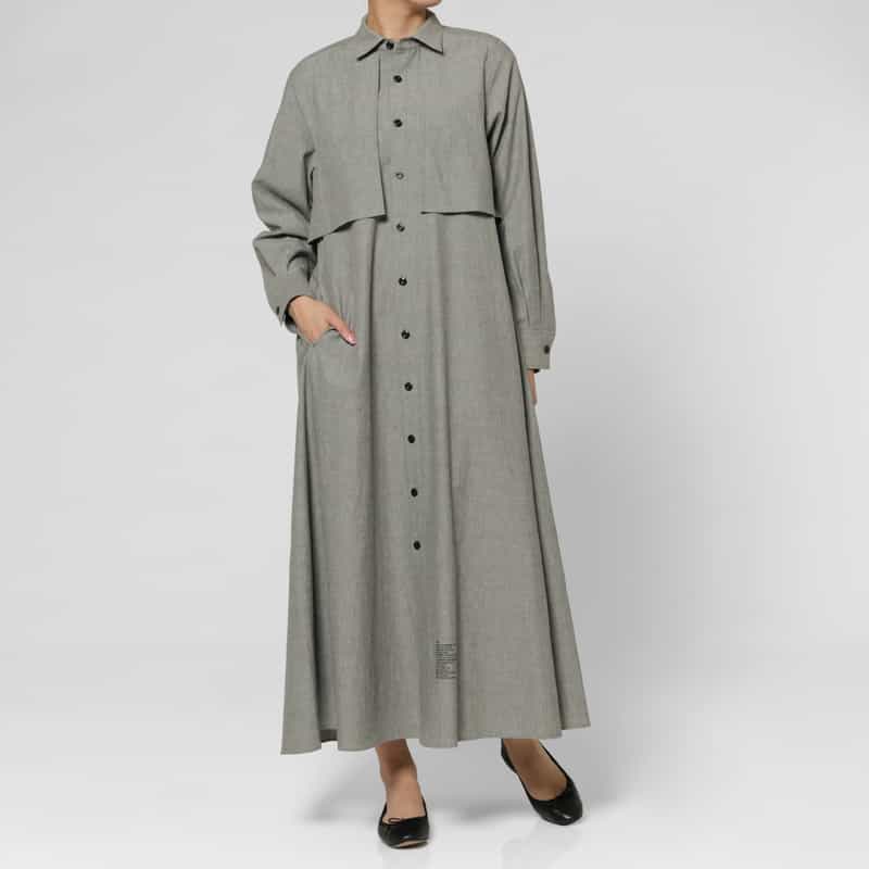 HYKE HYKE＜ハイク＞ シャンブレー ベルテッドシャツドレス GRAY