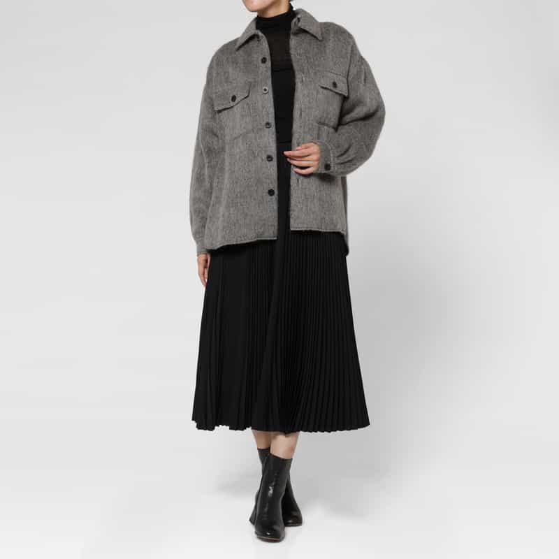 HYKE HYKE ＜ハイク＞ シャギー素材シャツジャケット GRAY