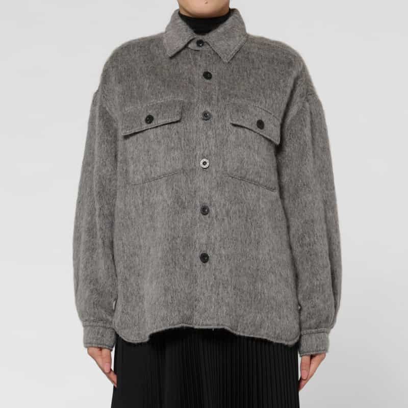 HYKE HYKE ＜ハイク＞ シャギー素材シャツジャケット GRAY