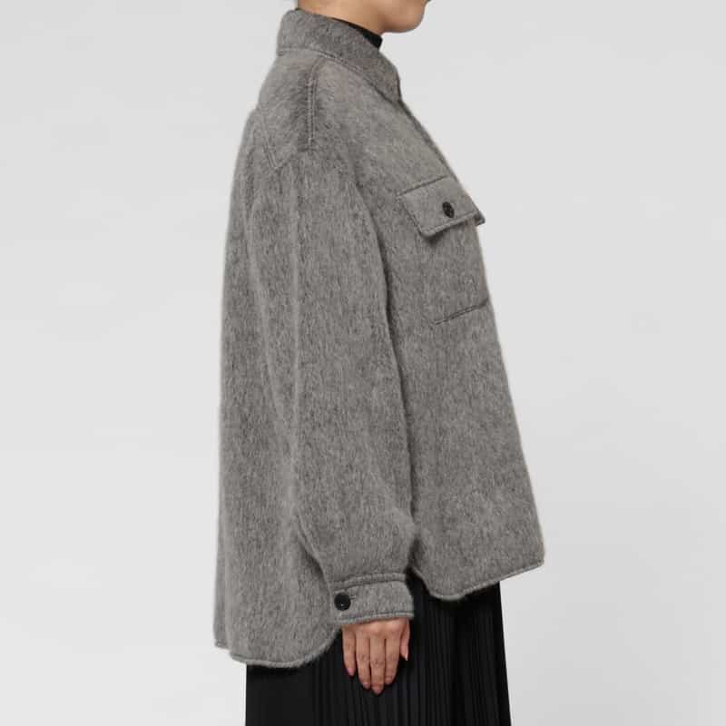 HYKE HYKE ＜ハイク＞ シャギー素材シャツジャケット GRAY