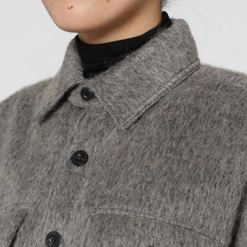 HYKE HYKE ＜ハイク＞ シャギー素材シャツジャケット GRAY