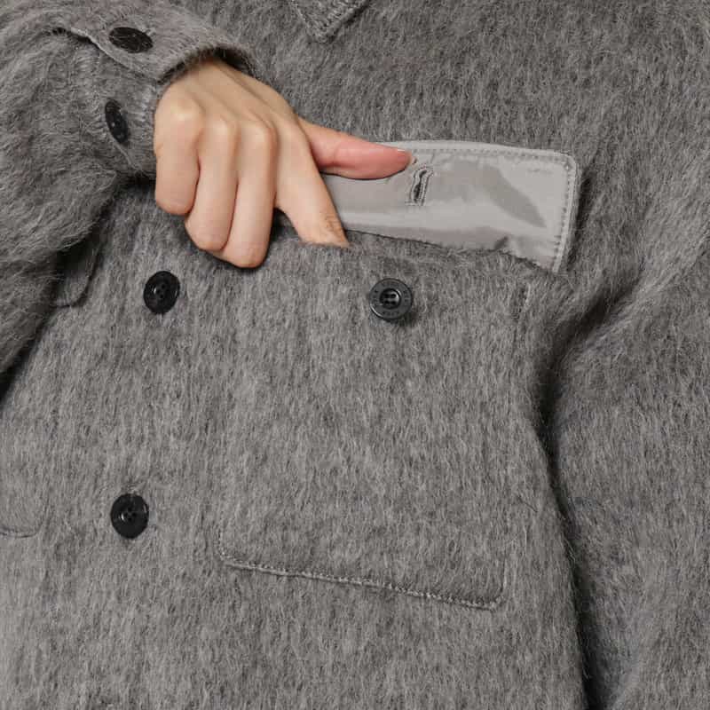HYKE HYKE ＜ハイク＞ シャギー素材シャツジャケット GRAY