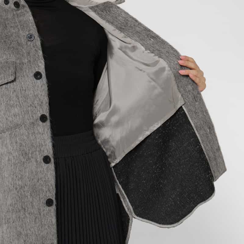HYKE HYKE ＜ハイク＞ シャギー素材シャツジャケット GRAY