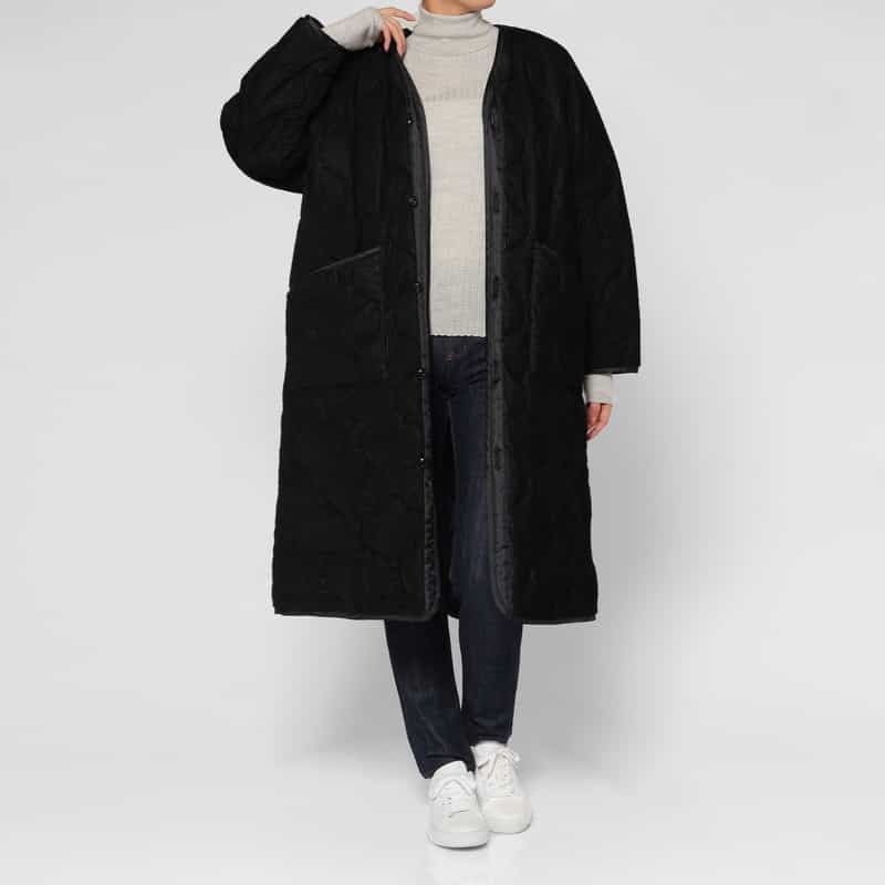 HYKE HYKE ＜ハイク＞ フリースキルト ライナーコート BLACK