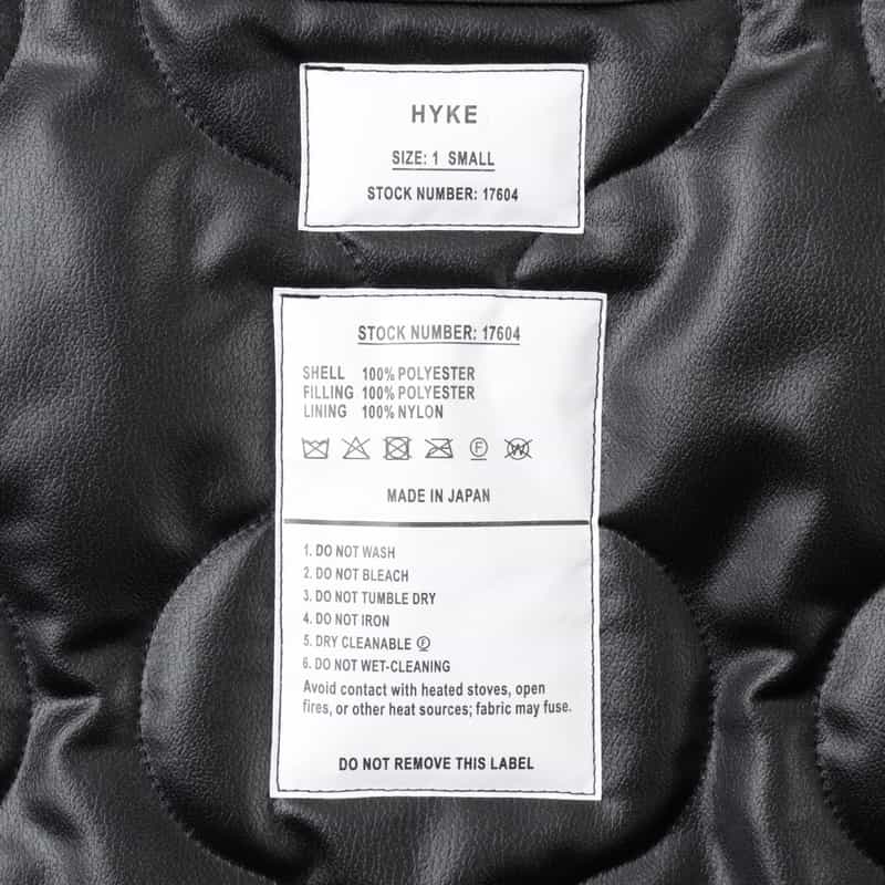 HYKE HYKE ＜ハイク＞ キルトコート BLACK