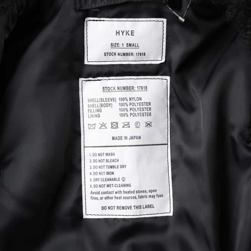 HYKE HYKE＜ハイク＞ 異素材コンビネーションMA-1ジャケット BLACK