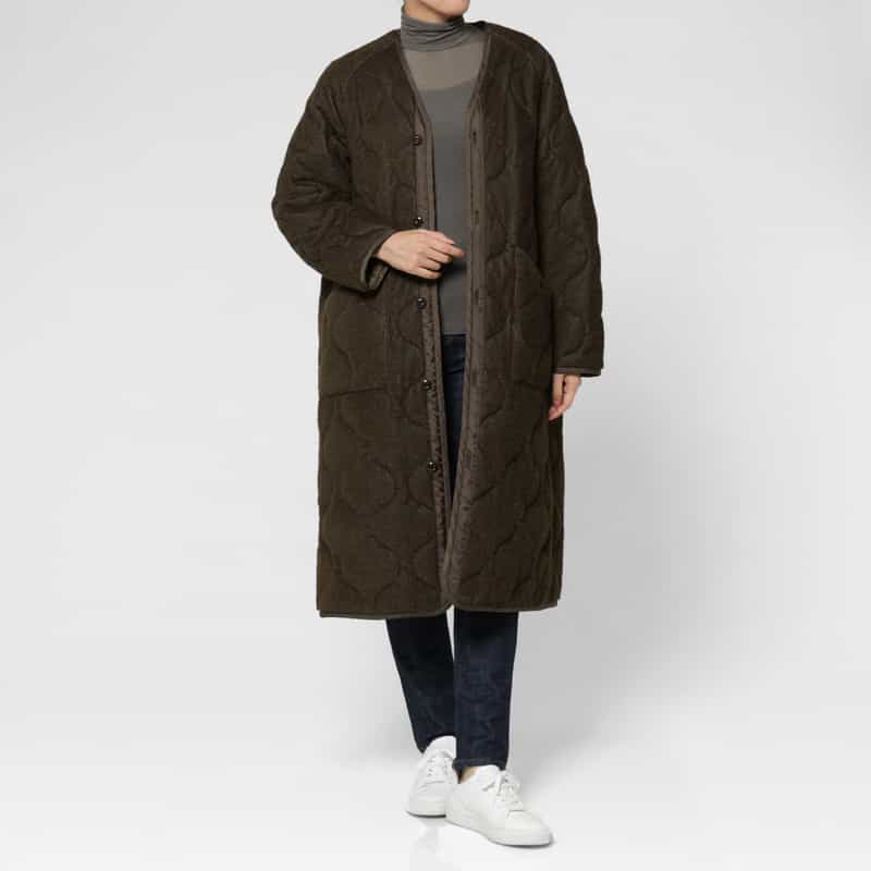 HYKE HYKE＜ハイク＞ バーニーズ　ニューヨーク限定フリースキルト ライナーコート BROWN