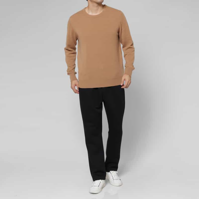 BARNEYS NEW YORK カシミヤ100％ハイゲージクルーネックニットプルオーバー BEIGE