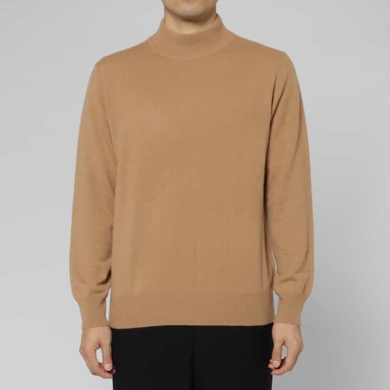 BARNEYS NEW YORK カシミヤ100％ハイゲージモックネックニットプルオーバー BEIGE