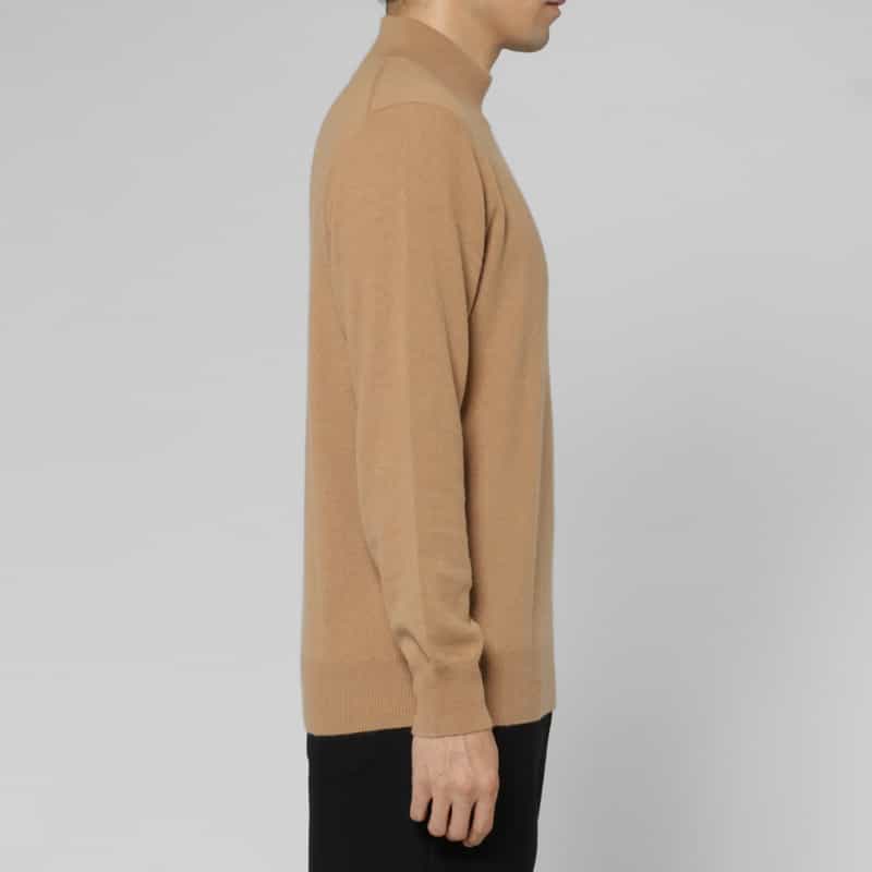 BARNEYS NEW YORK カシミヤ100％ハイゲージモックネックニットプルオーバー BEIGE