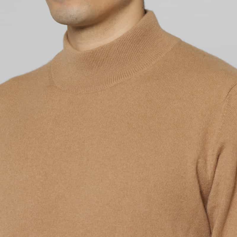 BARNEYS NEW YORK カシミヤ100％ハイゲージモックネックニットプルオーバー BEIGE
