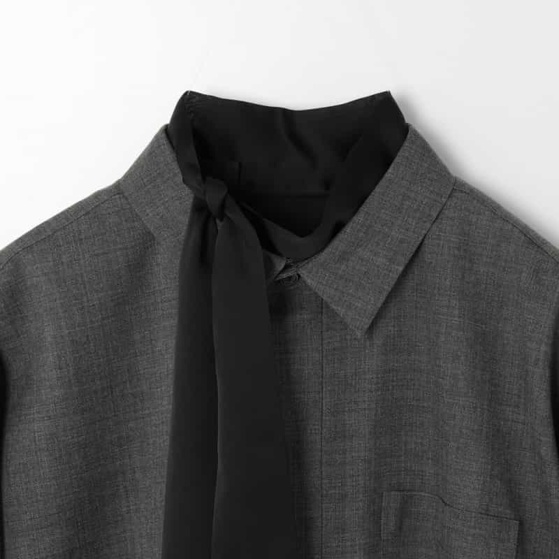SACAI SACAI＜サカイ＞ ボウタイ付きスーチングドレス GRAY