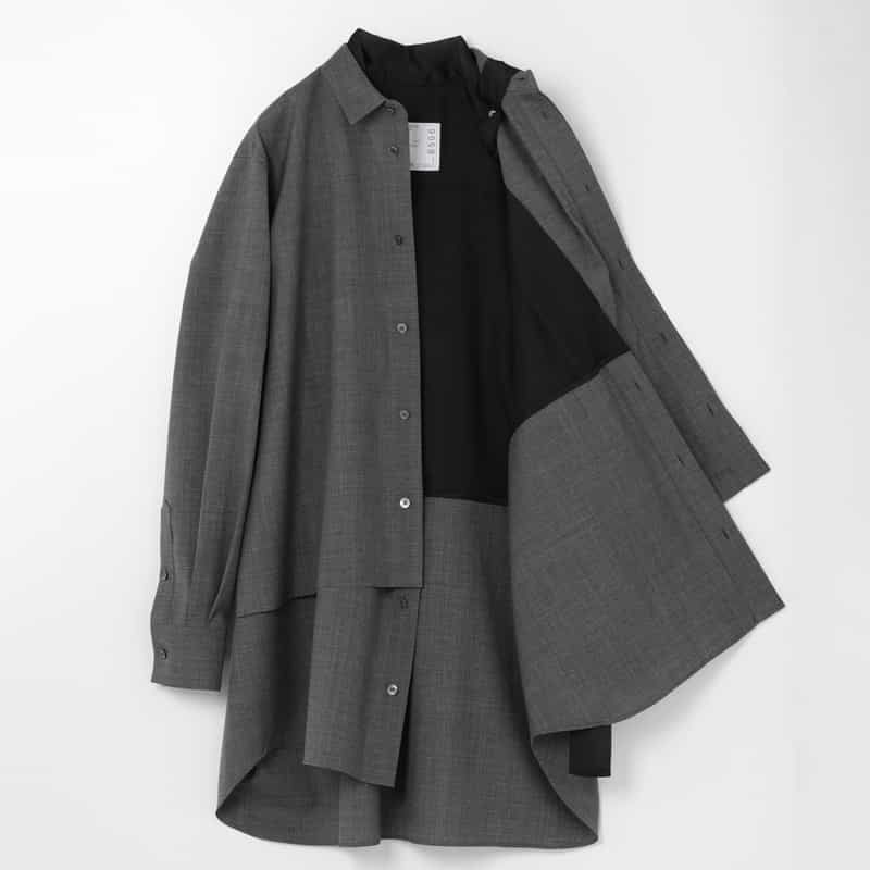 SACAI SACAI＜サカイ＞ ボウタイ付きスーチングドレス GRAY