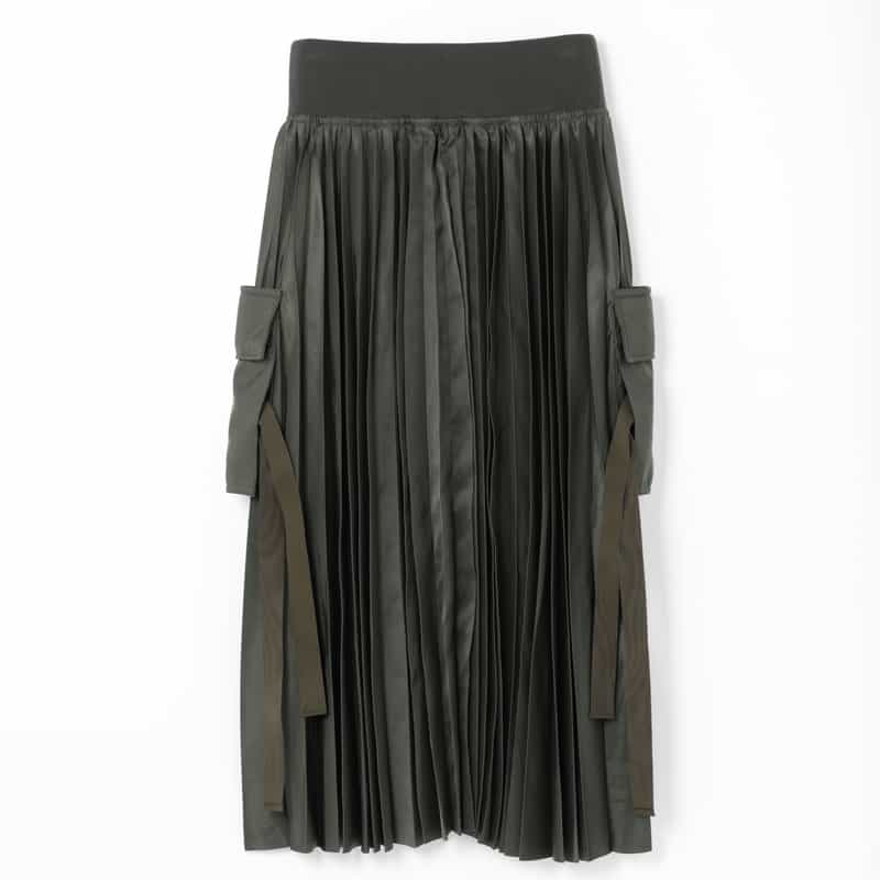 SACAI SACAI＜サカイ＞ ポケット付きナイロンツイルプリーツスカート KHAKI