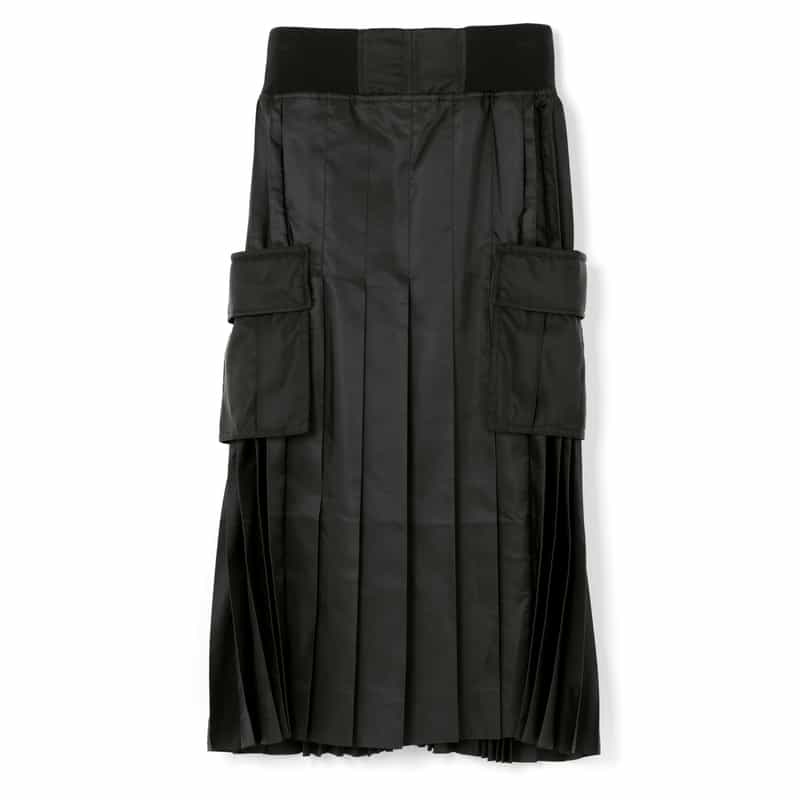 SACAI SACAI＜サカイ＞ ポケット付きナイロンツイルプリーツスカート BLACK