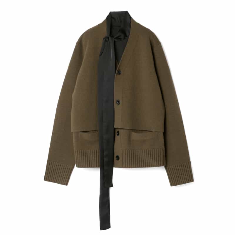 SACAI＜サカイ＞ タイ付きウールニットカーディガン