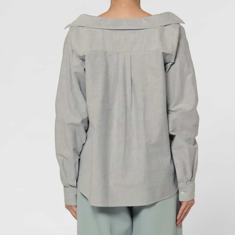 PILLINGS PILLINGS ＜ピリングス＞ ワイドネックブラウス GRAY