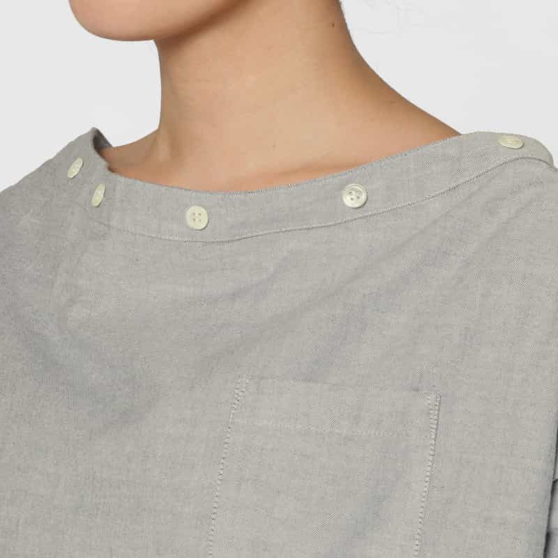 PILLINGS PILLINGS ＜ピリングス＞ ワイドネックブラウス GRAY