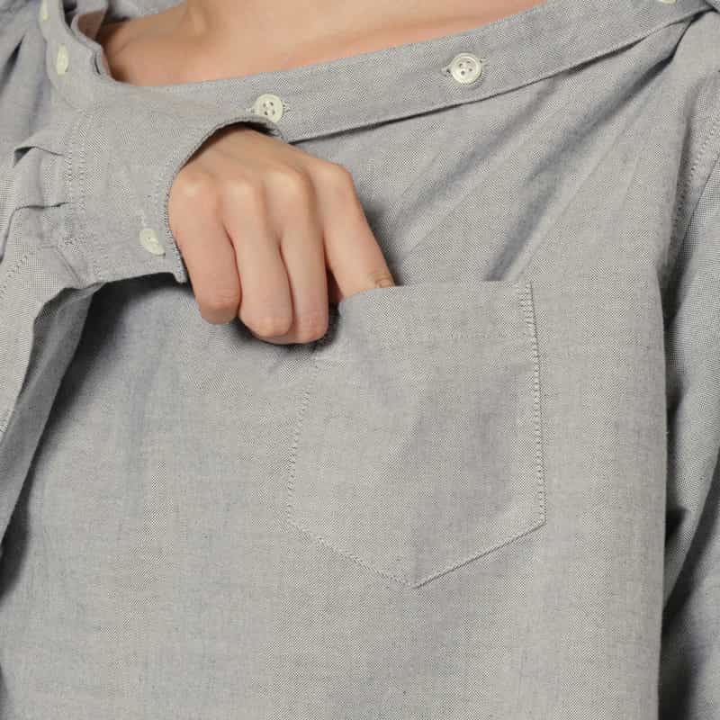PILLINGS PILLINGS ＜ピリングス＞ ワイドネックブラウス GRAY