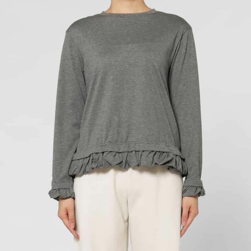 PILLINGS PILLINGS ＜ピリングス＞ フリルヘム ロングスリーブシアーカットソー GRAY