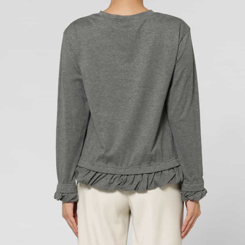 PILLINGS PILLINGS ＜ピリングス＞ フリルヘム ロングスリーブシアーカットソー GRAY