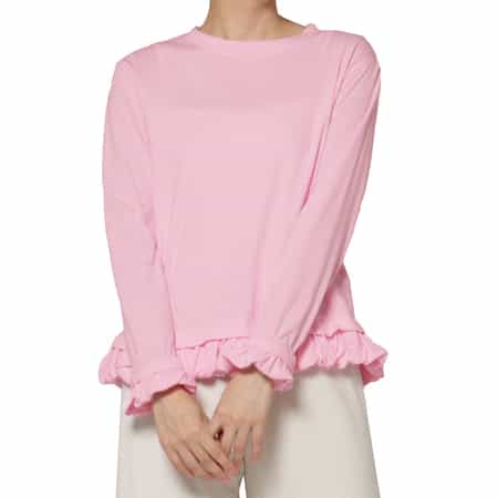 PILLINGS ＜ピリングス＞ フリルヘム ロングスリーブシアーカットソー