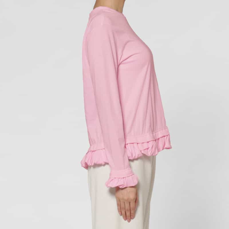 PILLINGS PILLINGS ＜ピリングス＞ フリルヘム ロングスリーブシアーカットソー PINK