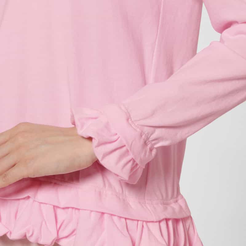 PILLINGS PILLINGS ＜ピリングス＞ フリルヘム ロングスリーブシアーカットソー PINK
