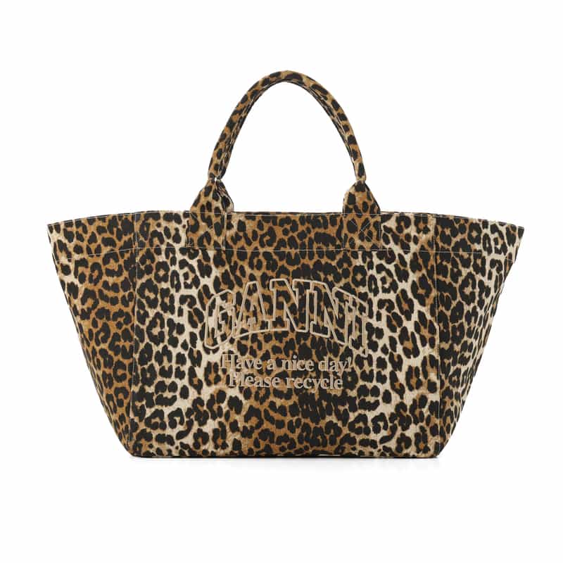 GANNI ＜ガニー＞ レオパードプリント ロゴトートバッグ