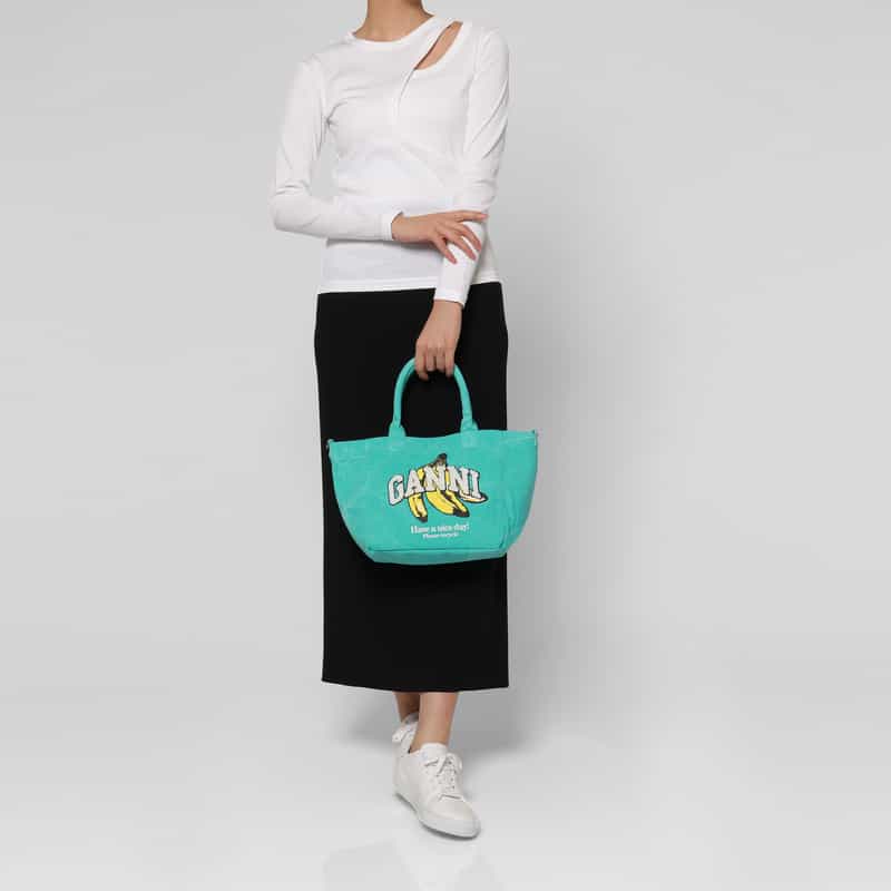 GANNI GANNI ＜ガニー＞ バナナプリント スモールトートバッグ LIGHT BLUE