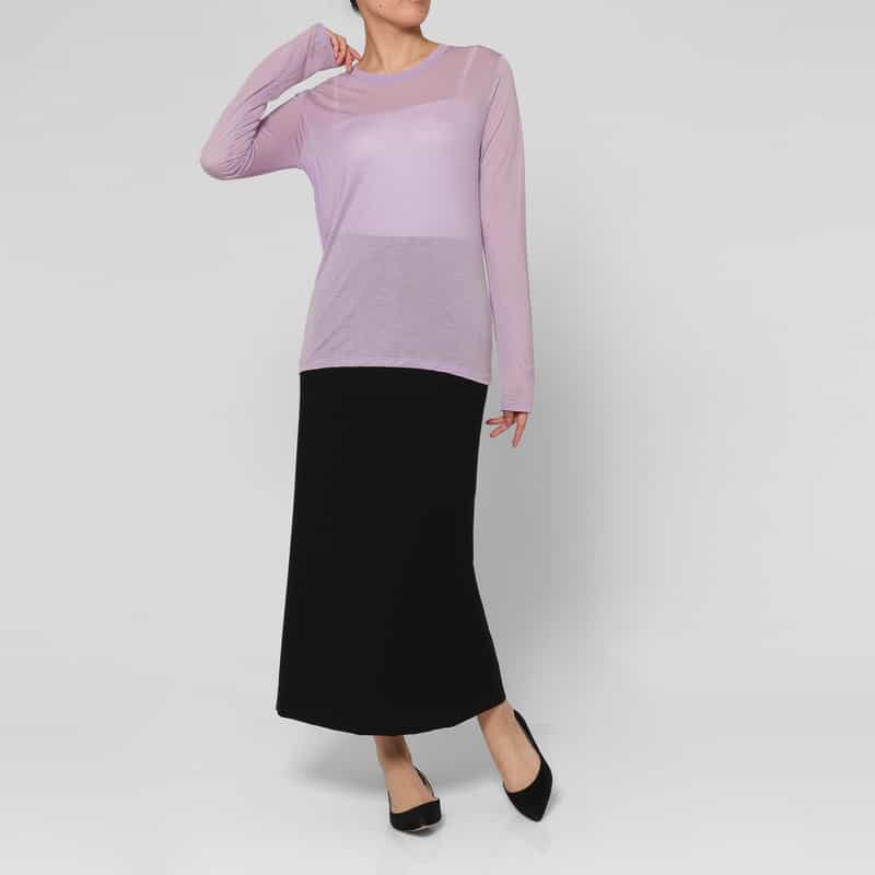 BASERANGE BASERANGE ＜ベースレンジ＞ シアー素材ロングスリーブカットソー LIGHT PURPLE