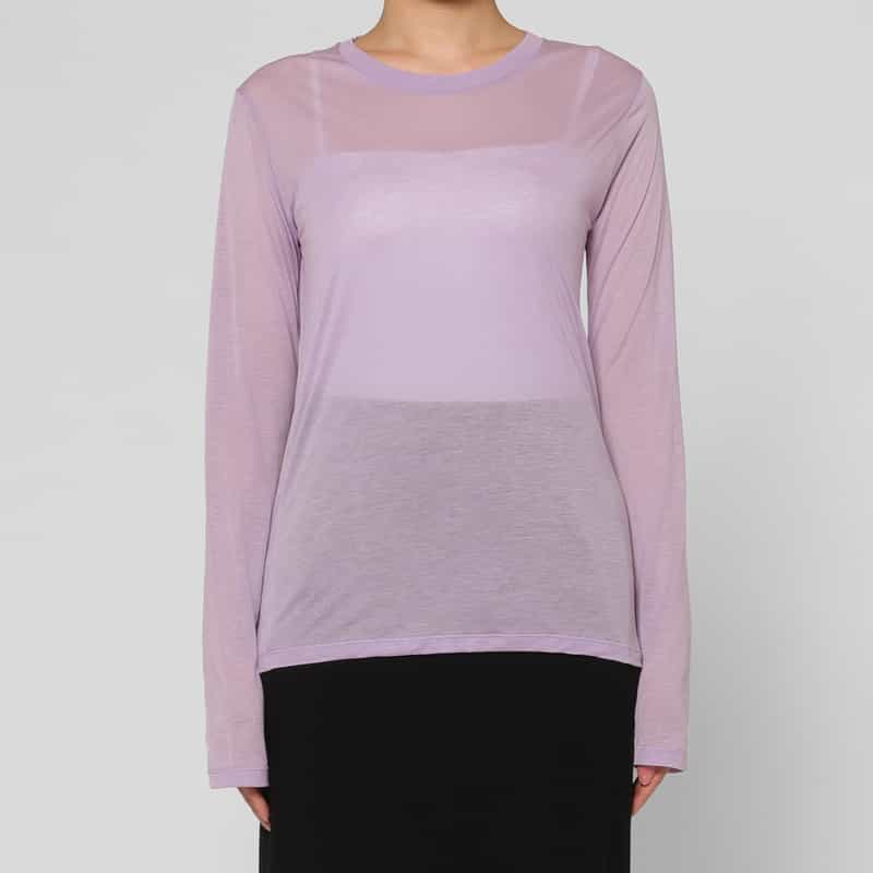 BASERANGE BASERANGE ＜ベースレンジ＞ シアー素材ロングスリーブカットソー LIGHT PURPLE