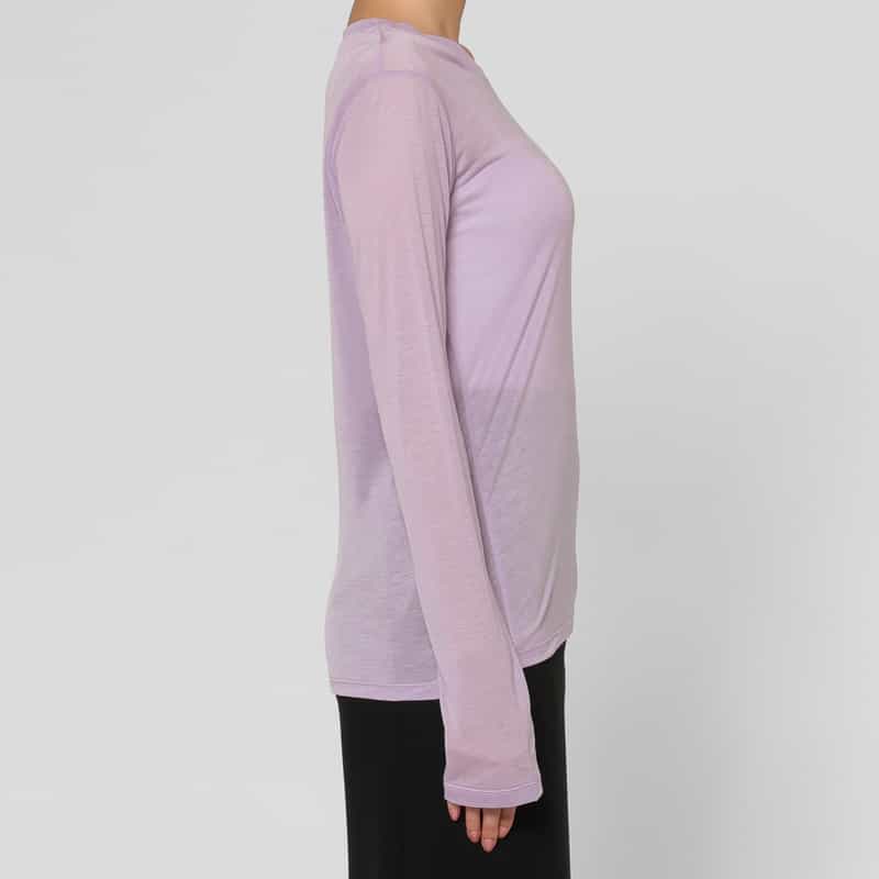 BASERANGE BASERANGE ＜ベースレンジ＞ シアー素材ロングスリーブカットソー LIGHT PURPLE