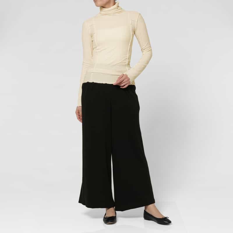 BASERANGE BASERANGE ＜ベースレンジ＞ シアー素材 タートルネック ロングスリーブリブカットソー OFF WHITE