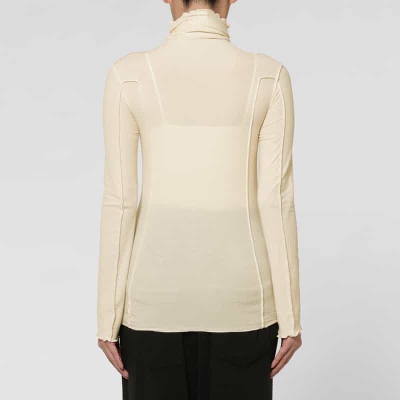BASERANGE BASERANGE ＜ベースレンジ＞ シアー素材 タートルネック ロングスリーブリブカットソー OFF WHITE