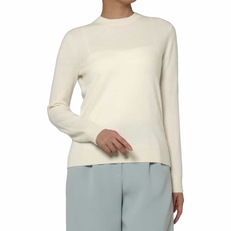 BARNEYS NEW YORK カシミヤ クルーネックニットプルオーバー IVORY
