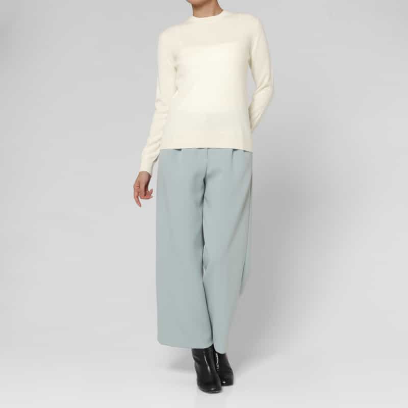 BARNEYS NEW YORK カシミヤ クルーネックニットプルオーバー IVORY