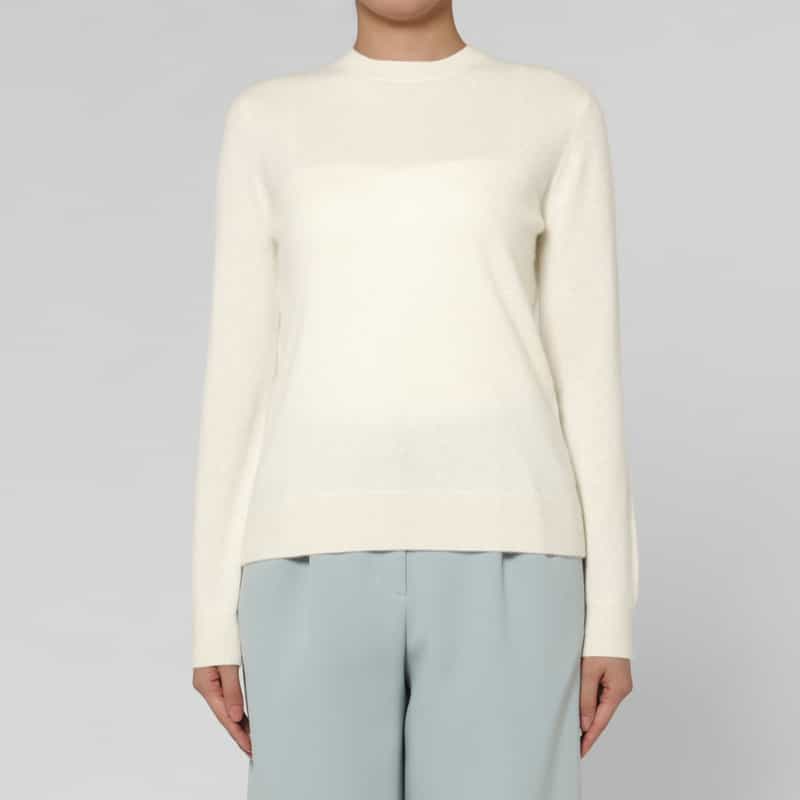 BARNEYS NEW YORK カシミヤ クルーネックニットプルオーバー IVORY