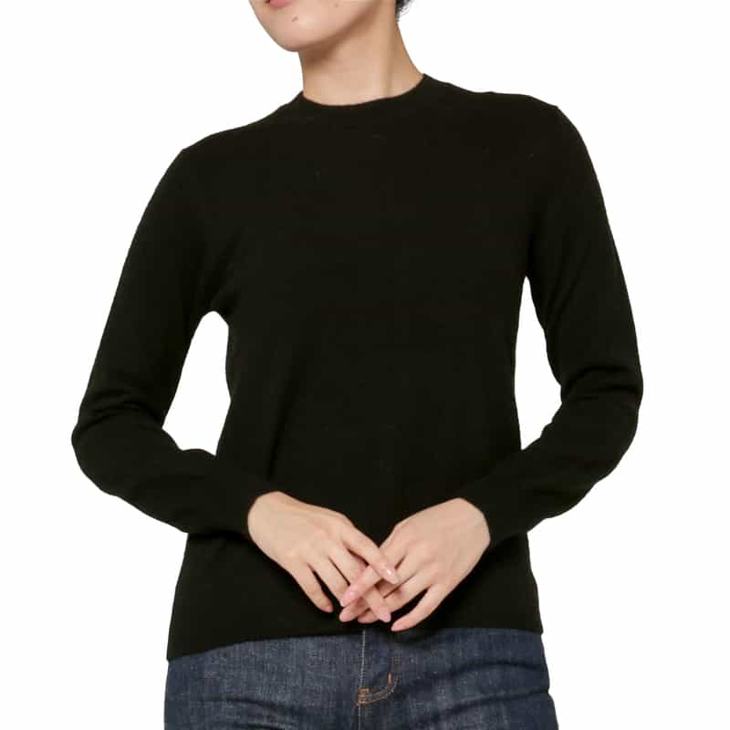 BARNEYS NEW YORK カシミヤ クルーネックニットプルオーバー BLACK