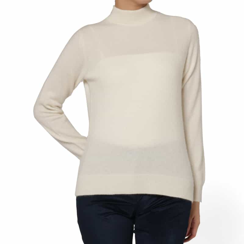 BARNEYS NEW YORK カシミヤ モックネックニットプルオーバー IVORY