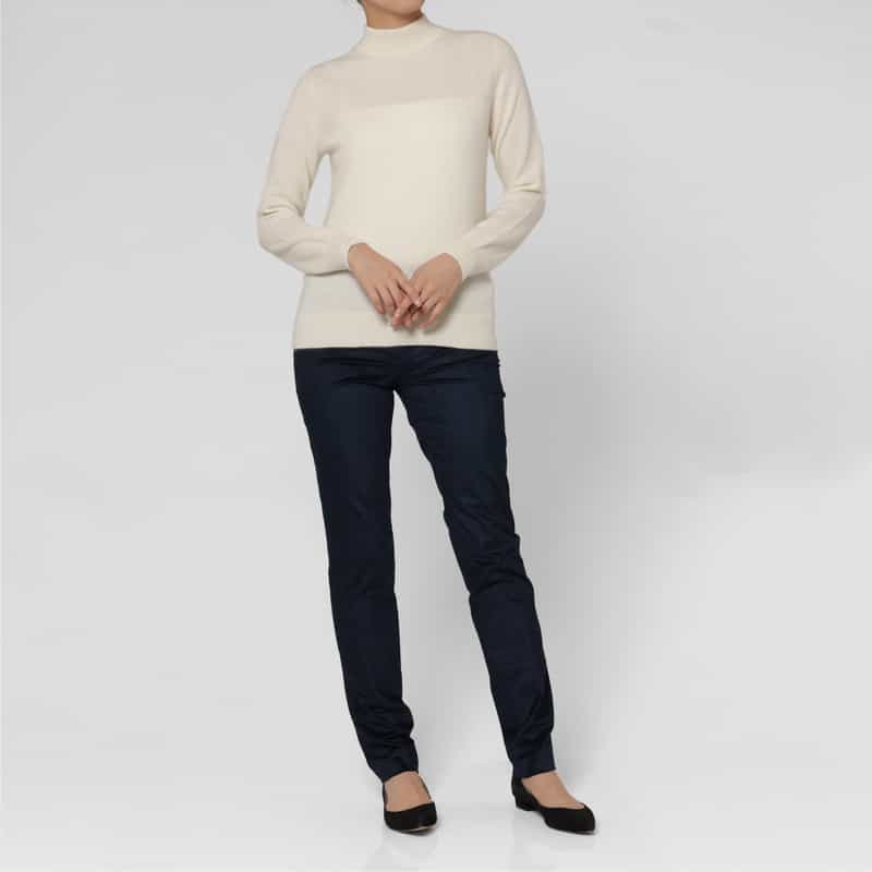 BARNEYS NEW YORK カシミヤ モックネックニットプルオーバー IVORY