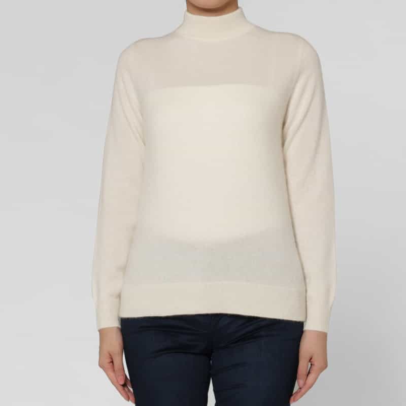 BARNEYS NEW YORK カシミヤ モックネックニットプルオーバー IVORY