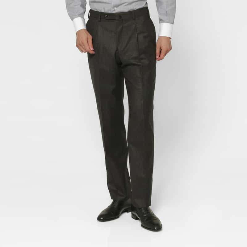 BARNEYS NEW YORK ウールフランネル素材ストライプ柄ダブルブレストスーツ"BROOKLYN" DARK GRAY