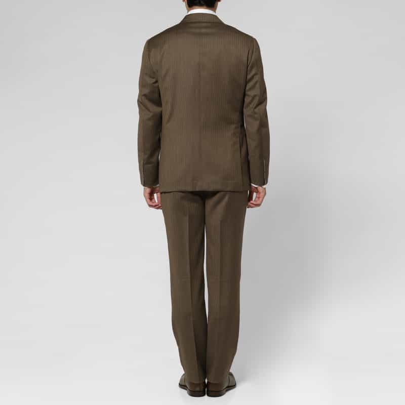 BARNEYS NEW YORK ヘリンボーン柄ダブルブレストスーツ“BROOKLYN" BROWN